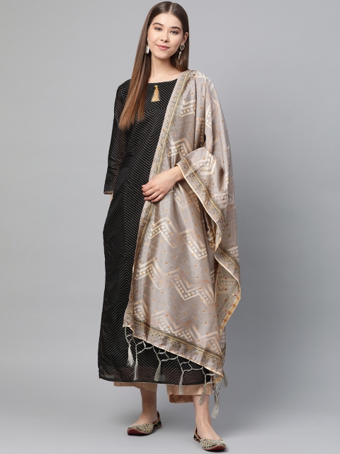 

SUTRAM Grey & Beige Digital Printed Dupatta