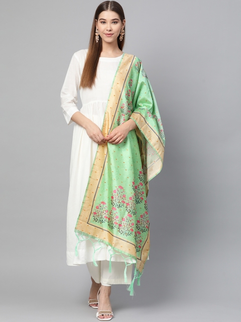 

SUTRAM Green & Pink Digital Printed Dupatta