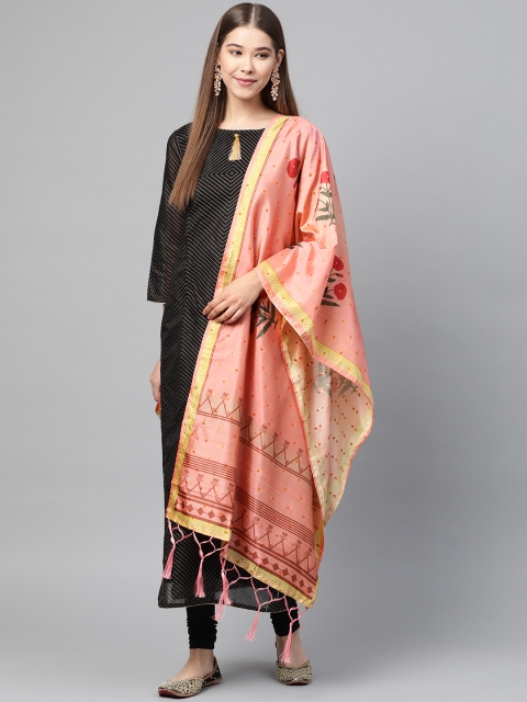 

SUTRAM Peach-Coloured & Red Digital Printed Dupatta