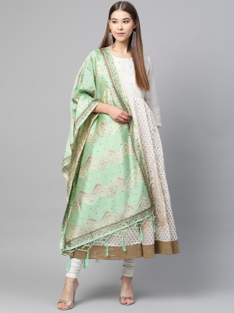 

SUTRAM Sea Green & Beige Digital Printed Dupatta