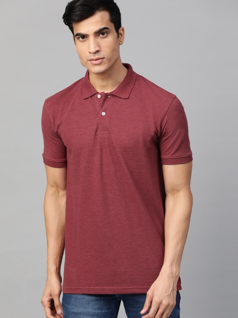 

Roadster Men Maroon Solid Polo Collar T-shirt
