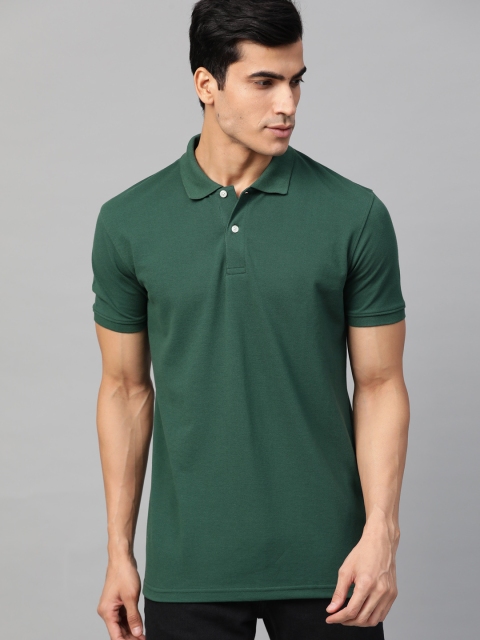

Roadster Men Green Solid Polo Collar T-shirt