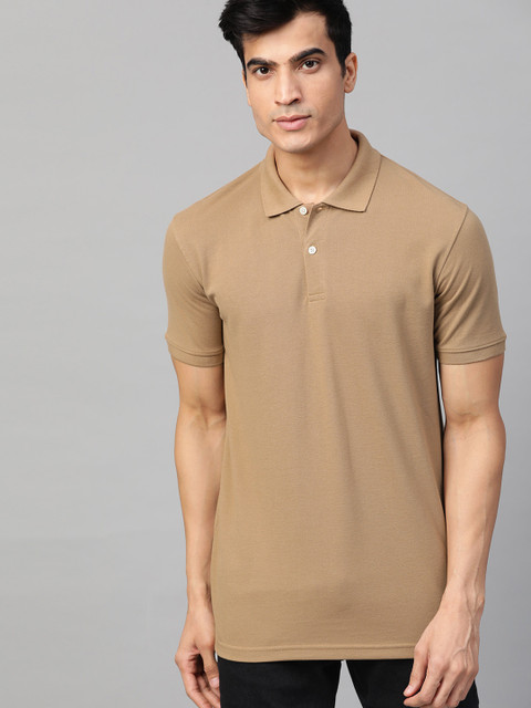 

Roadster Men Beige Solid Polo Collar T-shirt