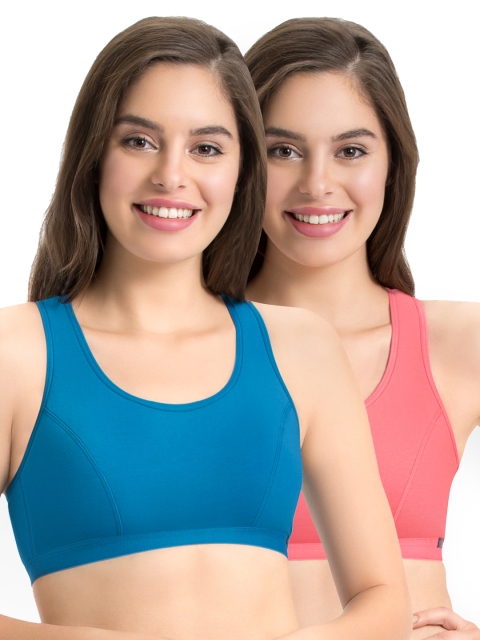 

every de by amante Pack of 2 Solid Non-Wired Non Padded Everyday Bras, Blue