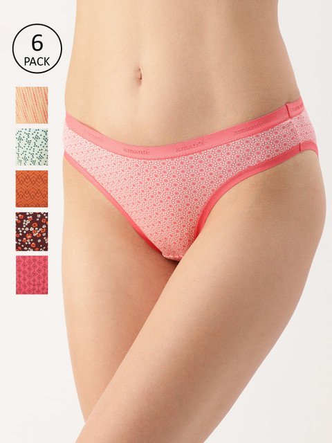 

Amante Women Pack of 6 Multicoloured Printed Bikini Briefs, Multi