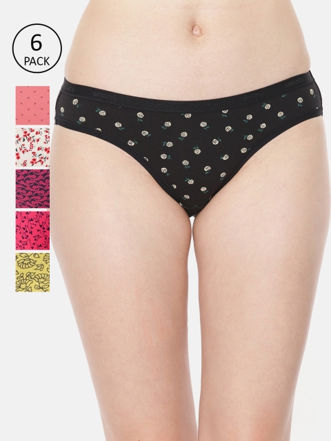 

Amante Women Pack Of 6 Printed Bikini Briefs, Black