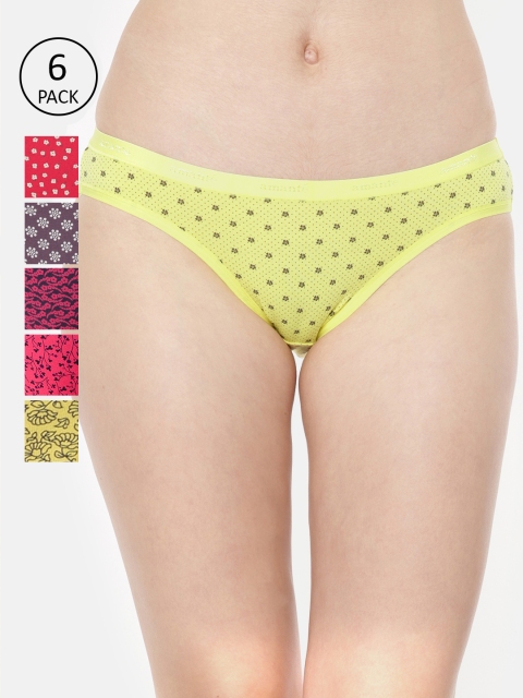 

Amante Women Pack Of 6 Printed Mid-Rise Bikini Briefs, Pink
