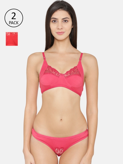 

ABELINO Pack Of 2 Solid Lingerie Set 7745091-1-7745092-1, Red