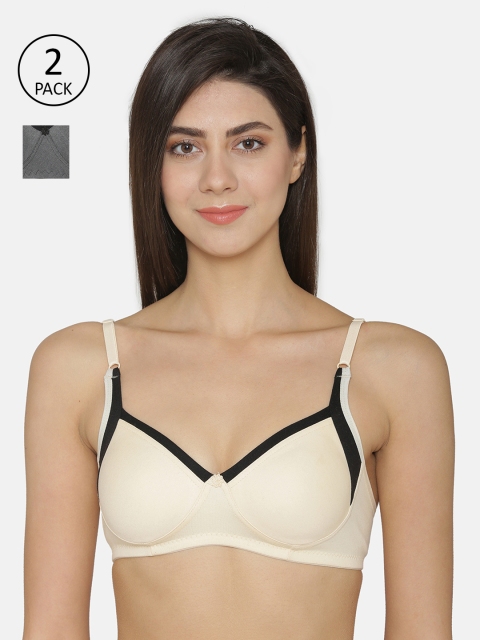 

ABELINO Pack of 2 Non-wired & Non-Padded Everyday Bras, Off white