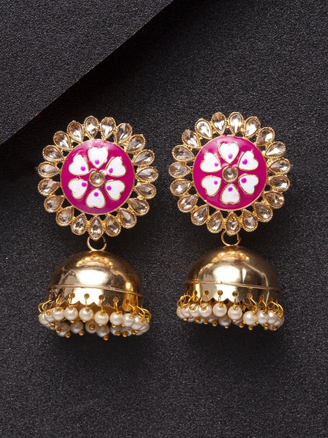 

Shining Diva Gold-Plated & Pink Classic Jhumkas
