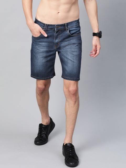 

Roadster Men Navy Blue Washed Regular Fit Denim Shorts