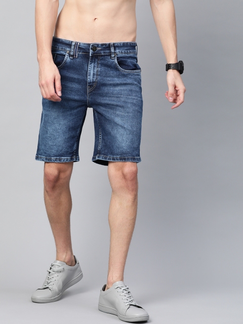 

Roadster Men Blue Washed Regular Fit Denim Shorts