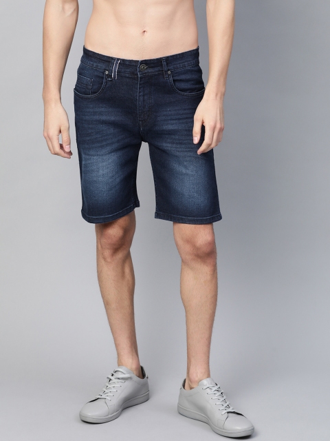 

Roadster Men Navy Blue Washed Regular Fit Denim Shorts
