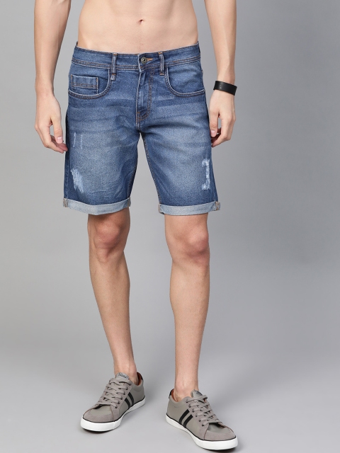 

Roadster Men Blue Washed Regular Fit Denim Shorts