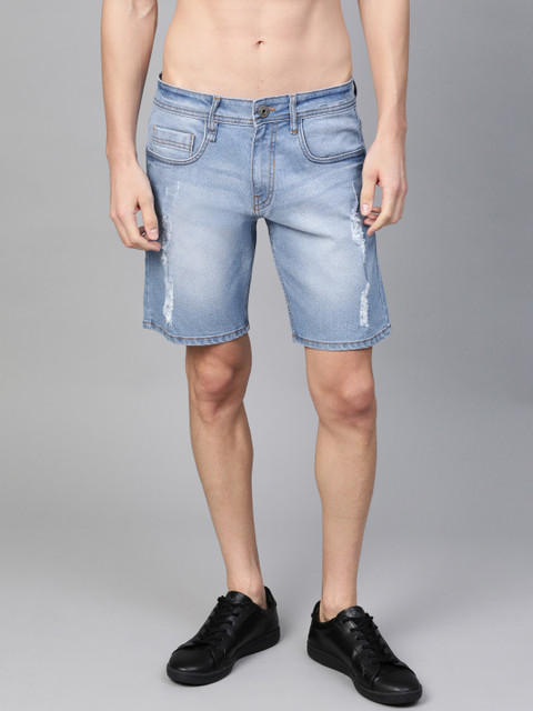 

The Roadster Lifestyle Co Men Blue Washed Regular Fit Denim Shorts