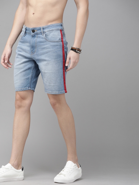 

Roadster Men Blue Washed Slim Fit Denim Shorts