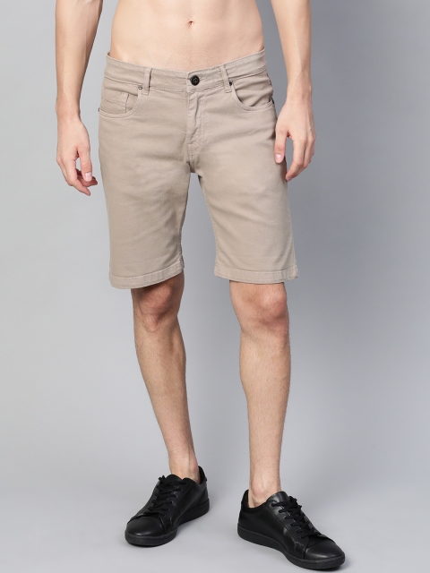 

Roadster Men Beige Solid Regular Fit Denim Shorts