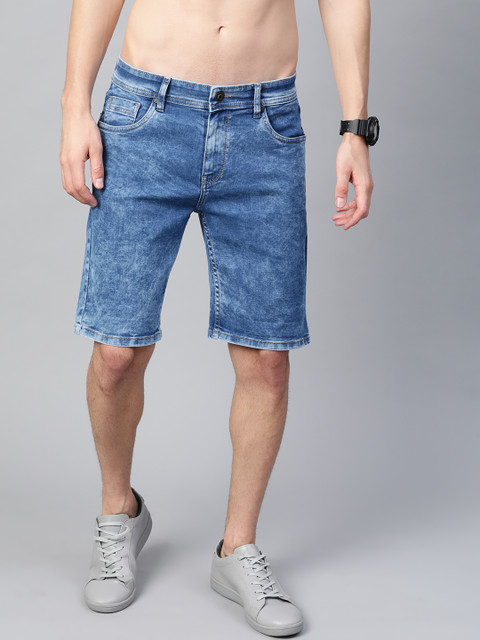 

Roadster Men Blue Washed Regular Fit Denim Shorts