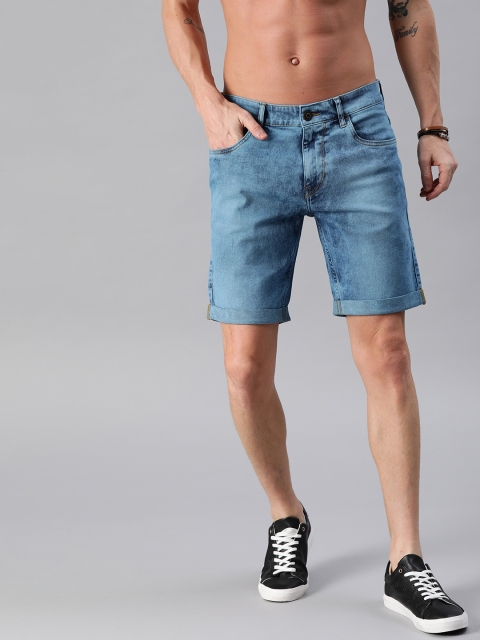 

Roadster Men Blue Washed Regular Fit Denim Shorts