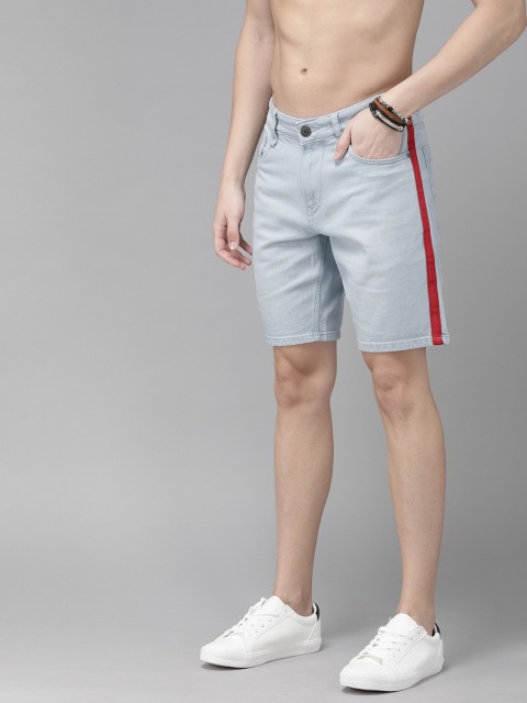 

Roadster Men Blue Washed Slim Fit Denim Shorts