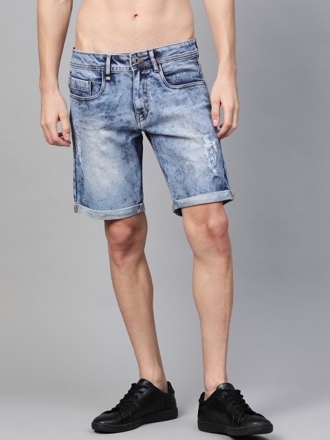 

Roadster Men Blue Washed Regular Fit Denim Shorts