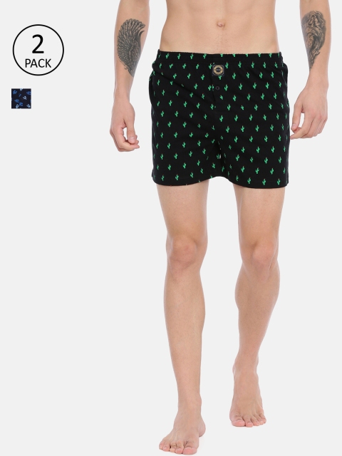 

Joven Men Pack of 2 Printed Pure Cotton Boxers JB2K-CTSC, Black