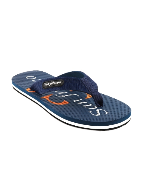 

San Frissco Men Navy Blue & White Printed Thong Flip-Flops