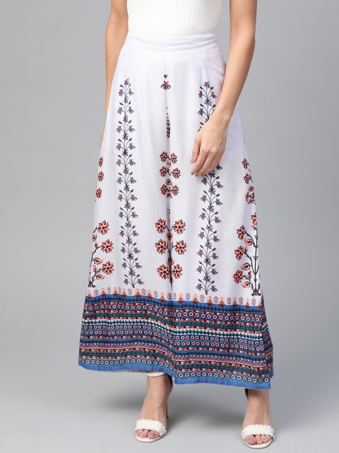 

HERE&NOW Women Lavender & Blue Printed Flared Palazzos