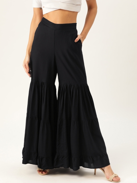 

Moda Rapido Women Black Solid Flared Sharara