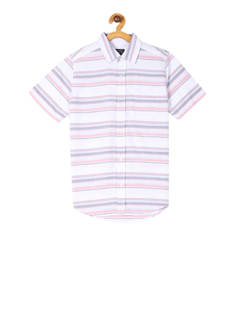 

The Childrens Place Boys White & Pink Regular Fit Striped Casual Shirt