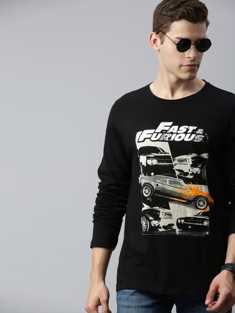 

Roadster Men Black Fast & Furious Printed Round Neck T-shirt