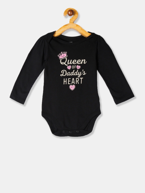 

The Childrens Place Girls Black Glitter Queen Of Daddy's Heart Graphic Bodysuit