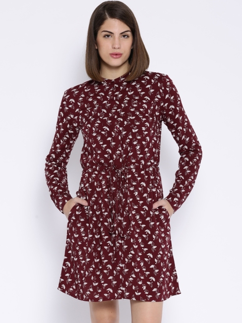 

Tokyo Talkies Maroon Printed Tailored Dress