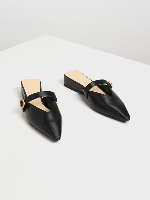 

CHARLES & KEITH Women Black Solid Mules
