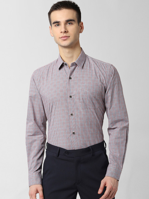 

Peter England Men Maroon & Blue Regular Fit Printed Formal Shirt