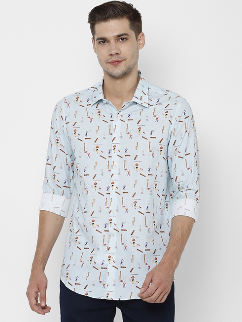 

SIMON CARTER LONDON Men Blue Slim Fit Printed Casual Shirt
