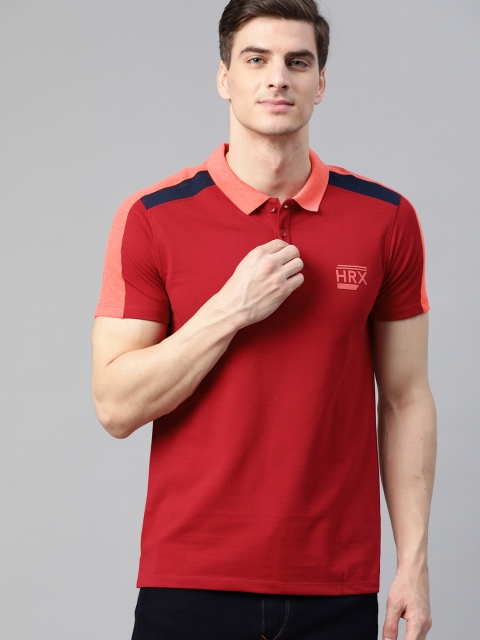 

HRX by Hrithik Roshan Men Red Solid Polo Collar Lifestyle T-shirt