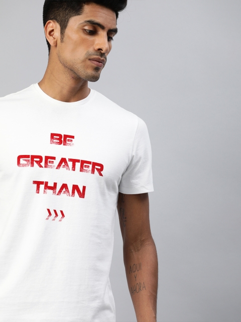 

HRX by Hrithik Roshan Men White Typography Print Round Neck T-shirt