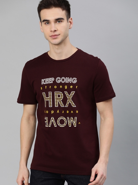 

HRX by Hrithik Roshan Men Brown Lifestyle Printed Round Neck T-shirt