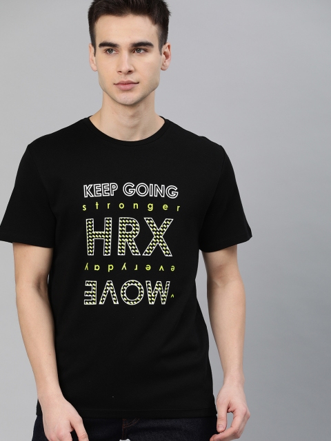 

HRX by Hrithik Roshan Men Black Printed Lifestyle Round Neck T-shirt