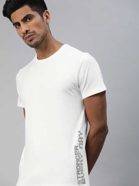

HRX by Hrithik Roshan Men White Placement Printed Round Neck Lifestyle T-shirt