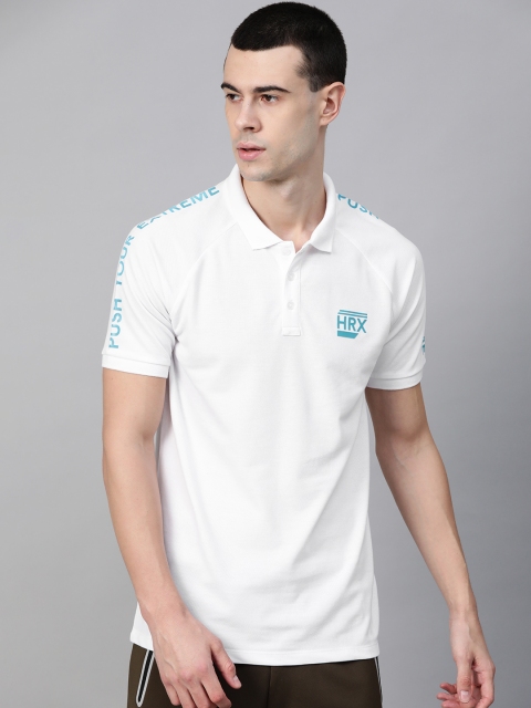 

HRX by Hrithik Roshan Men White Solid Bio-Wash Lifestyle Tshirt