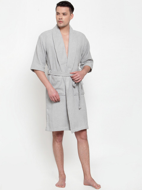 

Trident Unisex Grey Self-Design Bliss Bathrobe