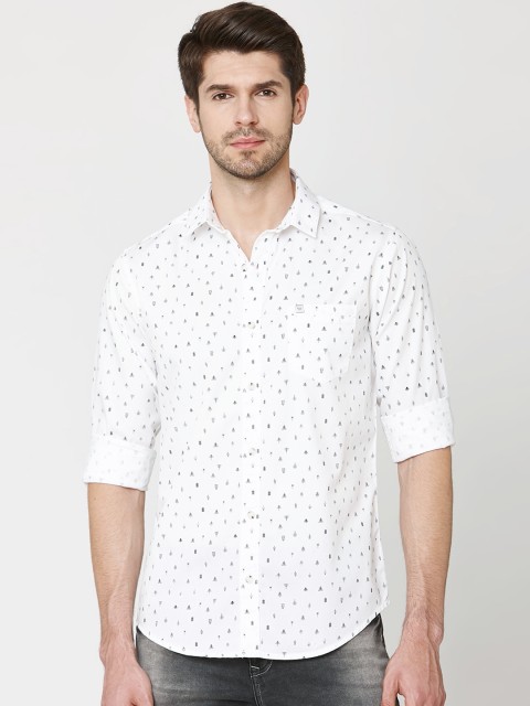 

Mufti Men White Slim Fit Printed Casual Shirt