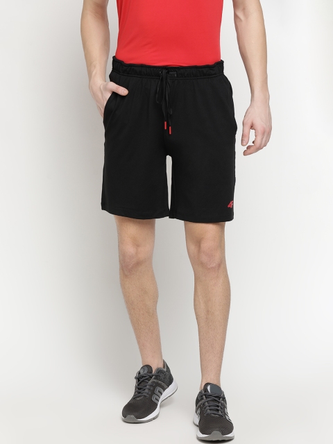 

4F Men Black Solid Regular Fit Shorts