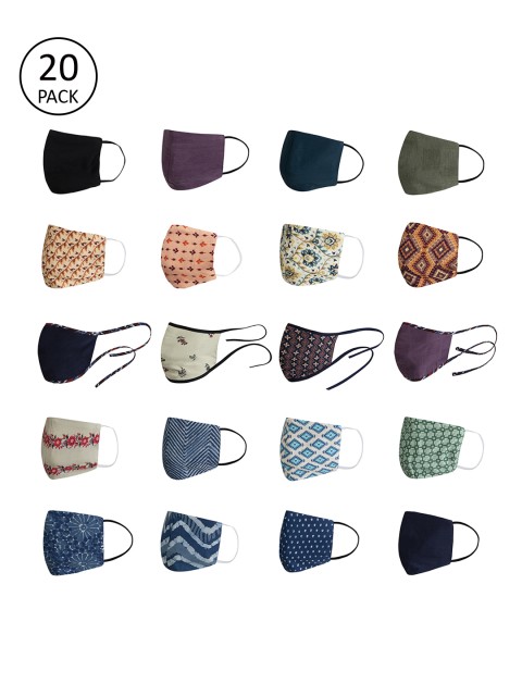 

FabAlley Unisex 20 Pcs 3 Ply Nifty Mix Balloon Reusable Masks, Multi
