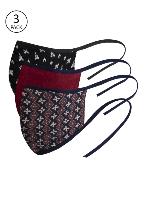 

FabAlley Unisex 3 Pcs 3 Ply Reusable Masks, Multi