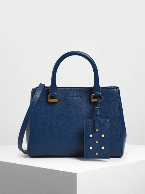 

CHARLES & KEITH Teal Blue Solid Handheld Bag