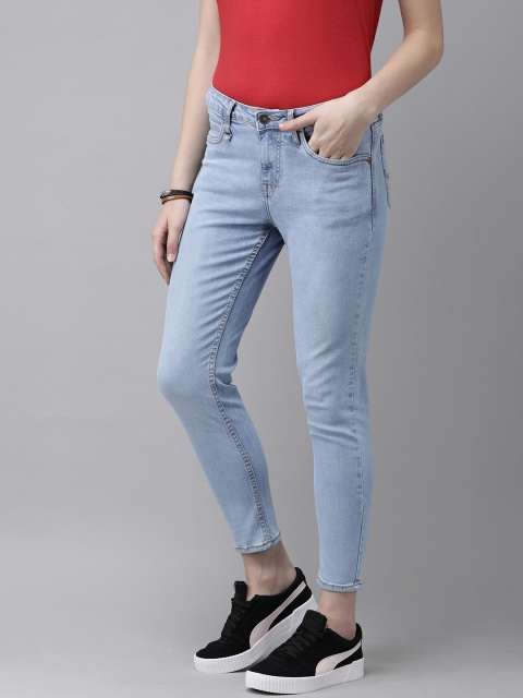 

Roadster Women Blue Skinny Fit Mid-Rise Clean Look Cropped Stretchable Jeans
