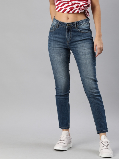 

Roadster Women Blue Skinny Fit Mid-Rise Clean Look Stretchable Cropped Jeans